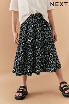 Black/White Texture Printed Midi Skirt (3-16yrs) (D58668) | $19 - $27