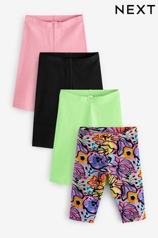Pink/ Black Lime Green Bright Tropical Cropped Leggings 4 Pack (3-16yrs) (D58773) | €19 - €28