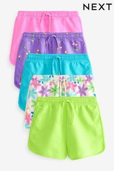 Purple/Pink/Blue/Lime/Floral Brights 5 Pack 100% Cotton Shorts (3-16yrs) (D58778) | $34 - $51