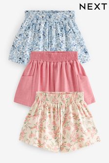 Albastru Floral/Floral model Roz/mic - Pachet 3 pantaloni scurţi (3-16ani) (D58780) | 132 LEI - 182 LEI
