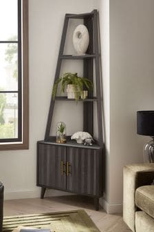 Dark Grey Ezra Oak Effect Corner Ladder Shelf (D58832) | €365