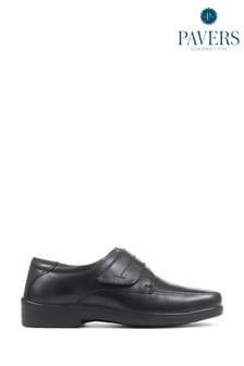 Pavers Gents Monk/Velcro Black Smart Shoes