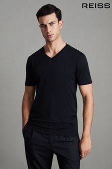 Marineblau - Reiss Dayton T-Shirt aus Baumwolle mit V-Ausschnitt (D58963) | 44 €
