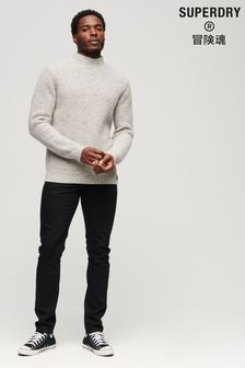 Superdry Grey Wool Blend Tweed Mock Neck Jumper (D59029) | €47