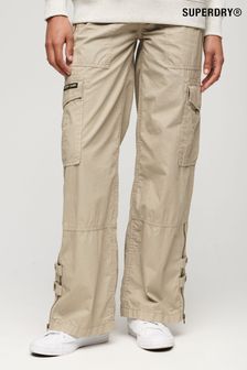 Superdry Cream Low Rise Wide Leg Cargo Trousers (D59031) | ₪ 302