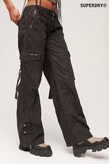 Superdry Low Rise Wide Leg Cargo Black Trousers (D59073) | 81 €