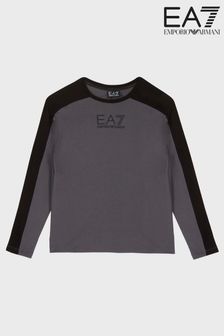 Emporio Armani EA7 Boys Grey Colourblock Long Sleeve Top (D59189) | €34