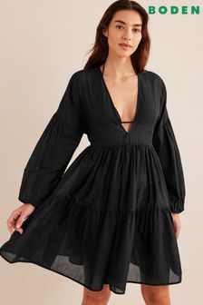 Boden Black Tiered Swing Mini Dress (D59289) | €42