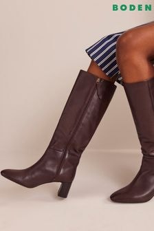 Ciemnobrązowy - Boden Erica Knee High Leather Boots (D59294) | 1450 zł