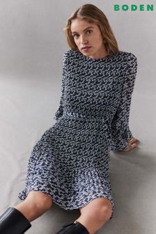 Boden Blue Plissé Mini Swing Dress (D59299) | 377 zł