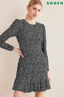 Boden Black Long Sleeve Flippy Mini Dress (D59300) | €60