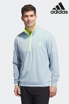 Light Blue - Adidas Golf Performance Quarter-zip Sweatshirt (D59399) | kr700