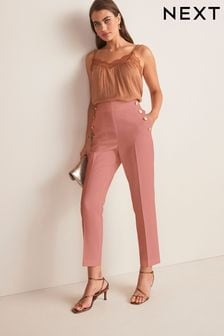Pink Tailored Button Detail Taper Trousers (D59433) | €29