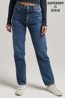 Superdry Blue Organic Cotton High Rise Straight Jeans (D59561) | €41.50