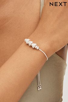 Silberfarben - Popcorn Glitzerndes Armband mit Perlendetails zum Überziehen (D59616) | 17 €