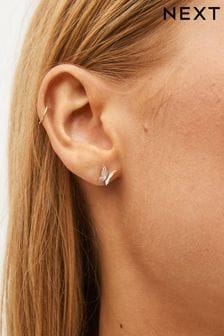 Sterling Silver & Rose Gold Plated Butterfly Stud Earrings (D59659) | €18