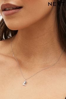Sterling Silver Initial Sparkle Pave Necklace (D59660) | HK$204