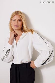 Mint Velvet White Striped Sleeve Shirt (D59670) | 267 zł