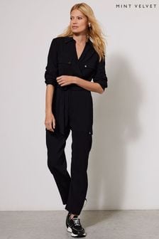 Mint Velvet Black Long Sleeved Jumpsuit (D59674) | €79