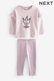 Roz - Set colanți și tricou cu mânecă lungă Princess Crown (3 luni - 7 ani) (D60002) | 166 LEI - 182 LEI