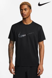 Schwarz - Nike Dri-fit Camo Miler Lauf-T-Shirt (D60010) | 55 €