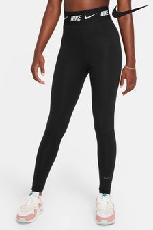 Negru - Colanți Nike cu talie înaltă și bandă cu logo (D60013) | 197 LEI