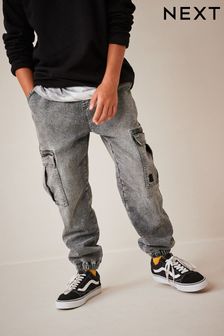 Grey Denim Cargo Jeans With Elasticated Waist (3-16yrs) (D60054) | ₪ 67 - ₪ 88