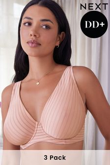 Black/Pink/White Non Pad Full Cup DD+ Stripe Bras 3 Pack (D60059) | $58