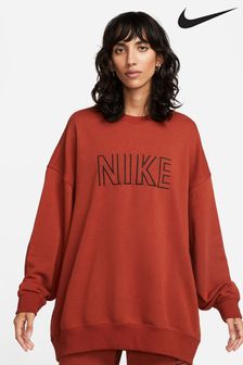 Nike Rust Brown Oversized Embroided Logo Crew Sweatshirt (D60069) | 112 €