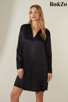 Ro&Zo Black Collar Detail Short Dress (D60088) | €50