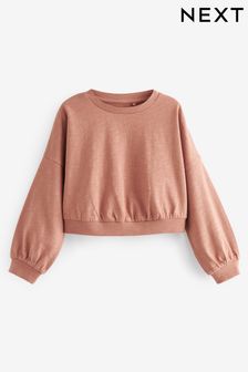 Brown Boxy Long Sleeve Cuffed Sweat Top (3-16yrs) (D60179) | AED20 - AED30