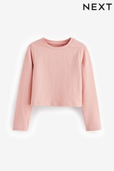 Pink Long Sleeve Boxy Cropped T-Shirt (3-16yrs) (D60187) | 5 € - 8 €
