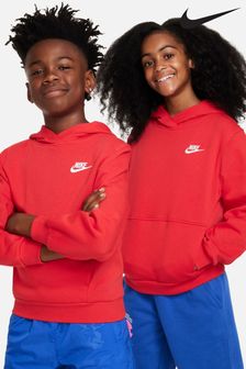 Roșu - Hanorac fără fermoar Nike Club din fleece (D60303) | 239 LEI