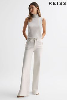 Reiss Off White Good American Palazzo Stretch Jeans (D60344) | kr1,791