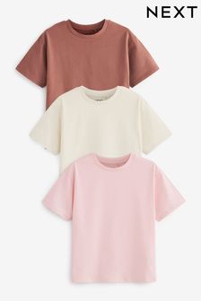 Pink/Ecru/Brown Oversized T-Shirts 3 Pack (3-16yrs) (D60366) | EGP365 - EGP547