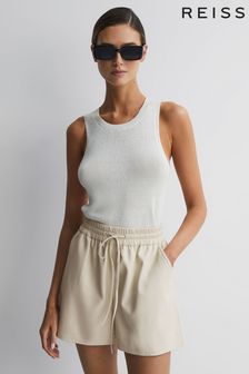 Reiss Off White Good American Faux Leather Drawstring Shorts (D60430) | €202
