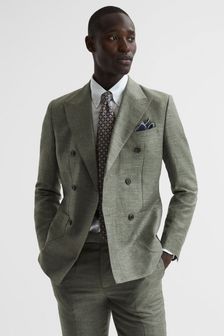 Reiss Sage Riva Slim Fit Double Breasted Wool-Linen Blazer (D60431) | €530