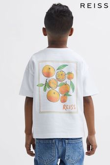 Reiss White Seville Junior Motif Cotton T-Shirt (D60434) | €15