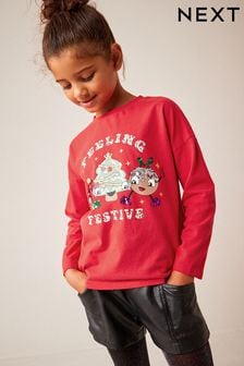T-shirt de Noël à manches longues à sequins (3-16 ans) (D60538) | €8 - €12