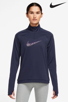 Szary - Nike Dri-fit z logo swoosh i krótkim zamkiem (D60550) | 125 zł