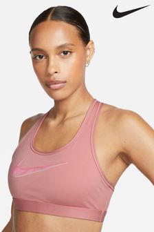 Розовый - Спортивный бюстгальтер со средней степенью поддержки и логотипом-галочкой Nike (D60654) | €25