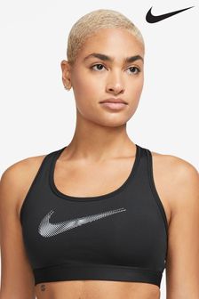 Черный - Спортивный бюстгальтер со средней степенью поддержки и логотипом-галочкой Nike (D60656) | €20