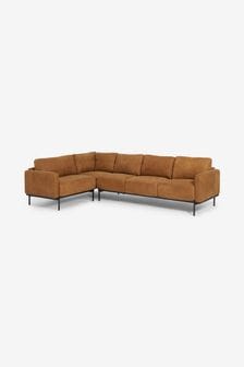 MADE.COM Tan Brown Jarrod Leather Left Hand Facing Corner Sofa (D60712) | €3,779