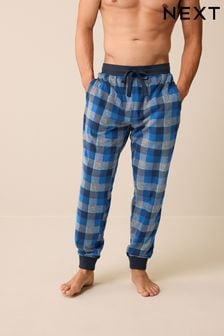 Carreaux bleus - Bas de pyjama en polaire thermique à poignets (D60726) | 25€