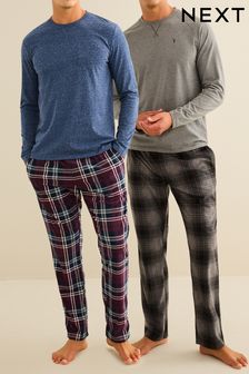 Grey/Plum Purple Cosy Motionflex Pyjama Sets 2 Pack (D60731) | SGD 98