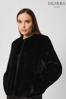 Hobbs Florence Faux Fur Black Coat (D60790) | €95