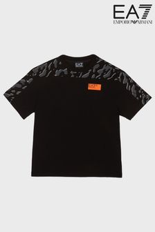 Emporio Armani EA7 Boys Black Camo Graphic T-Shirt (D60876) | €26