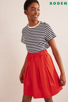 Boden Red Pleated Cotton Skirt (D60903) | 205 zł