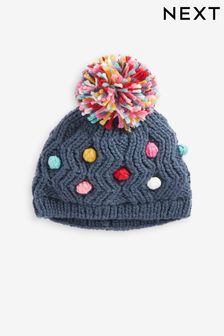 Navy Baby Pom Hat (0mths-2yrs) (D61063) | €11