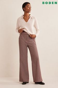 Boden Natural Relaxed Flare Wool Trousers (D61133) | €98